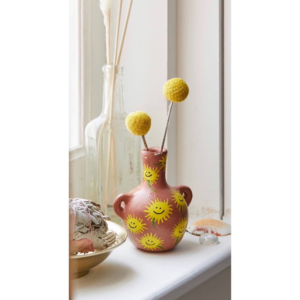 Vintage Paper Mache Sunflower Bud Vase